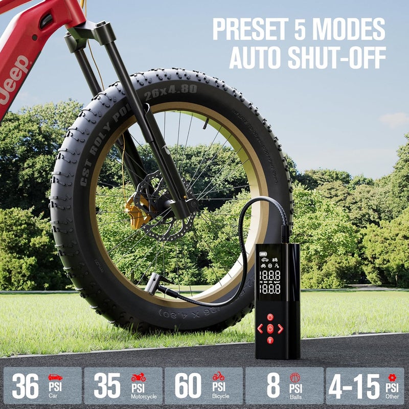 GOOLOO AP150 Tire Inflator Portable Air Compressor, 2X Faster 150PSI Cordless Air Pump for Car Tires with Auto-Shutoff, Portable Tire Pump with Digital Pressure Gauge for Car, Motorcycle,Bike, Ball - Image 3